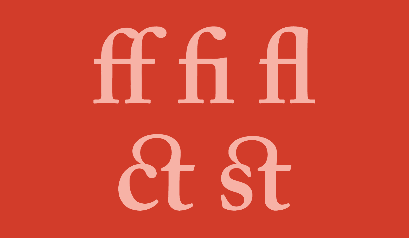 Ligatures in Caslon for ff, fi, fl, ct, and st