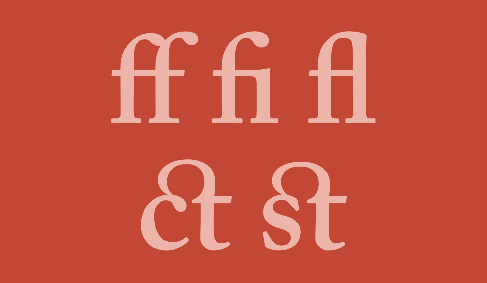 Ligatures in Caslon for ff, fi, fl, ct, and st